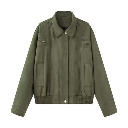 Cropped Süet Görünümlü Mont