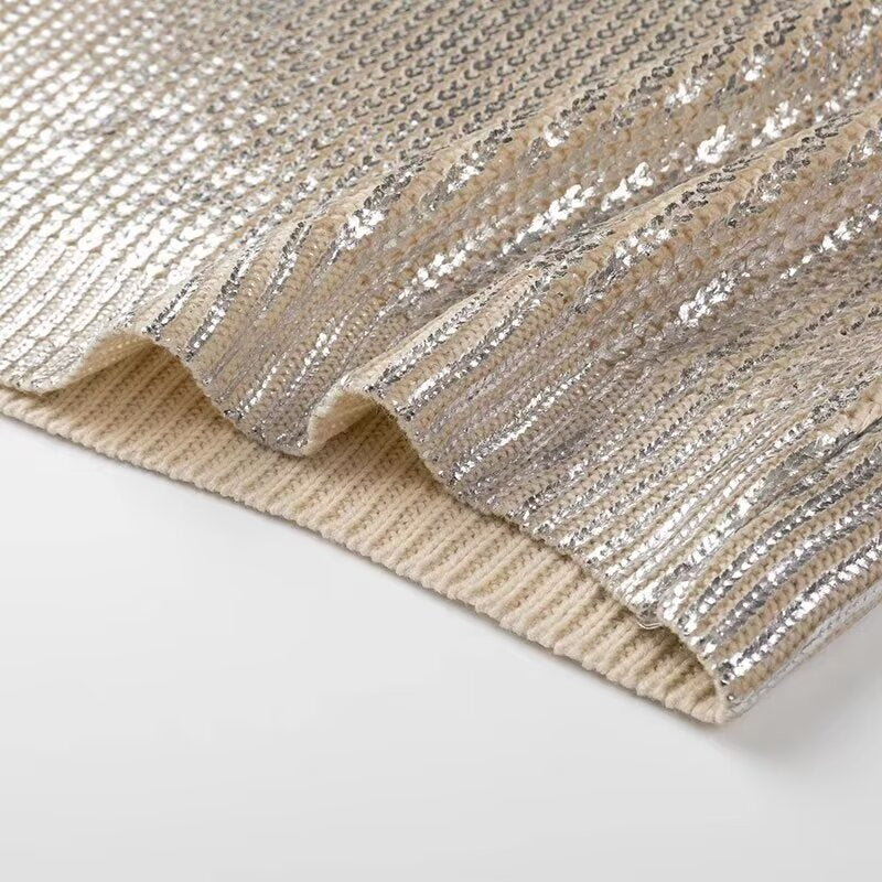 Sweter z dzianiny z metalicznym wypełnieniem Paula