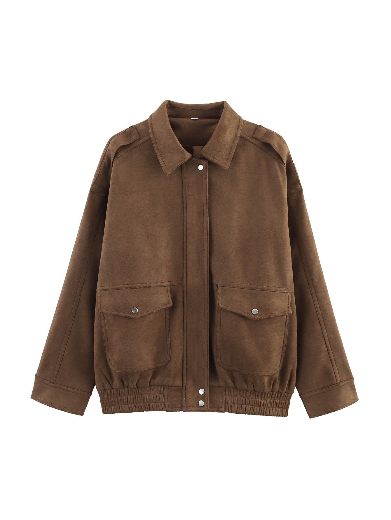 Cep Detaylı Kahverengi Süet Mont