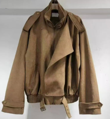 Oversize Süet Görünümlü Kahverengi  Mont