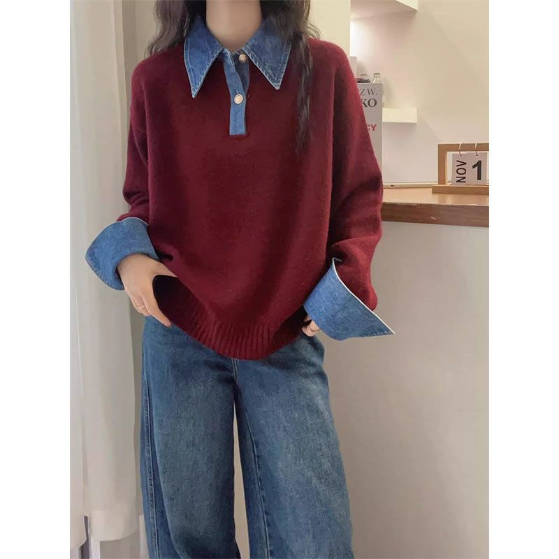 Sweter 2 w 1 z kołnierzykiem panelowym