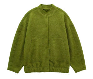 Mazarine Oversize Gri Yün Görünümlü Kaban