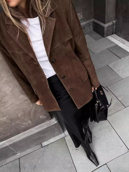 Klasyczna marynarka Clarine w kolorze kawy 