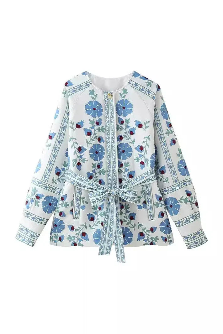 Bağcıklı Patchwork Kapitone Ceket