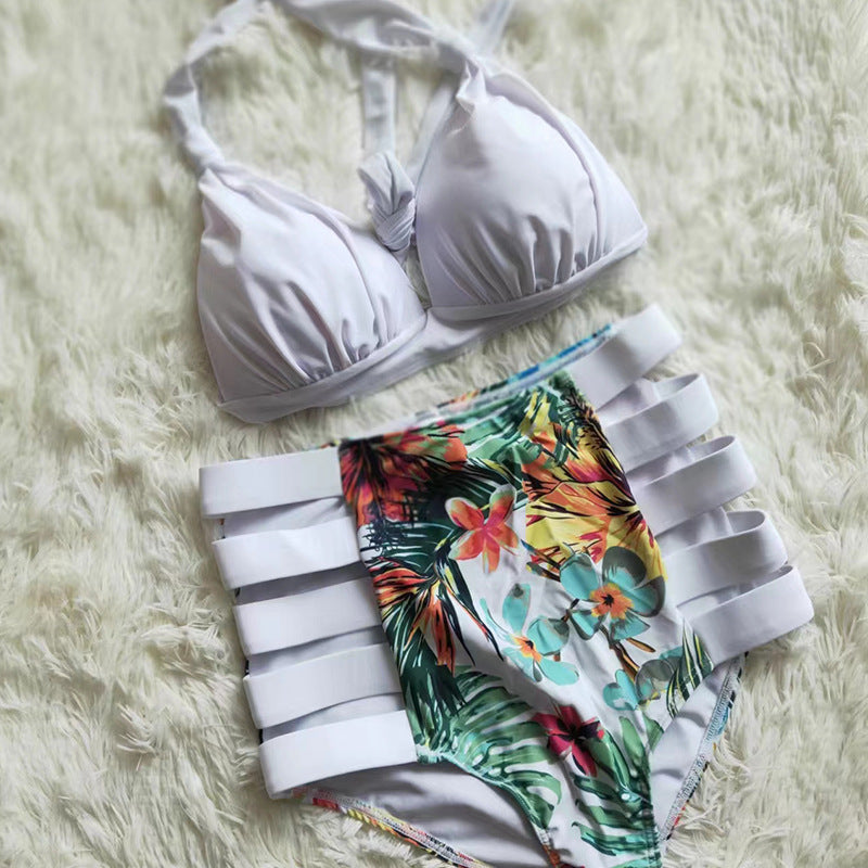 Çizgili Leopar Desenli Bikini