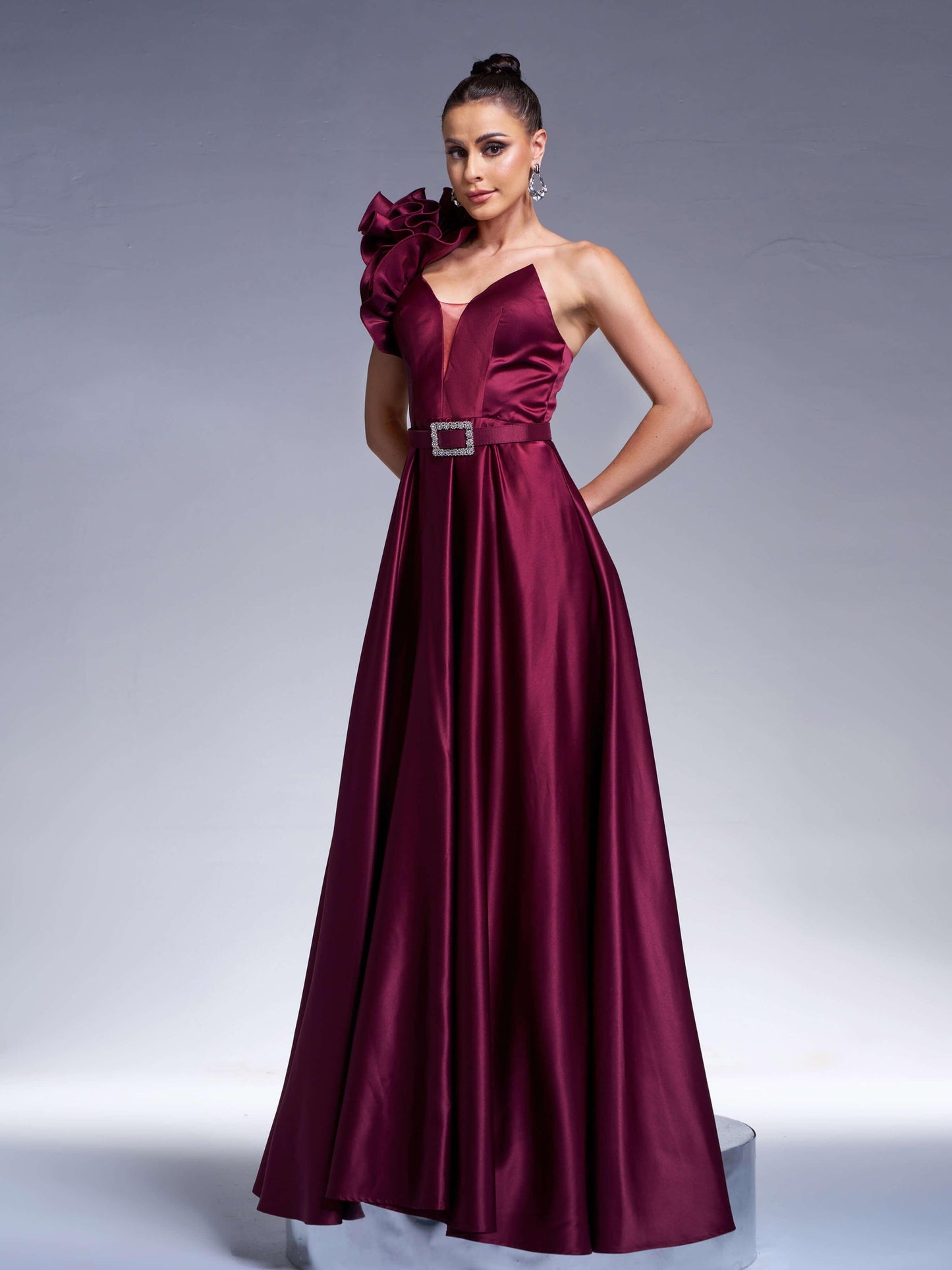 Raisa Çiçek Desenli Tek Omuzlu Maxi Elbise