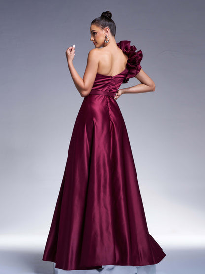 Raisa Çiçek Desenli Tek Omuzlu Maxi Elbise