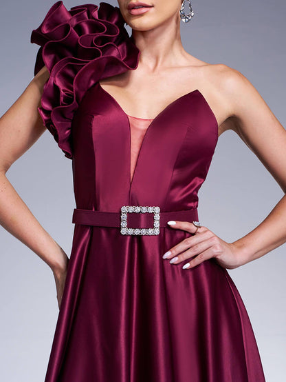 Raisa Çiçek Desenli Tek Omuzlu Maxi Elbise