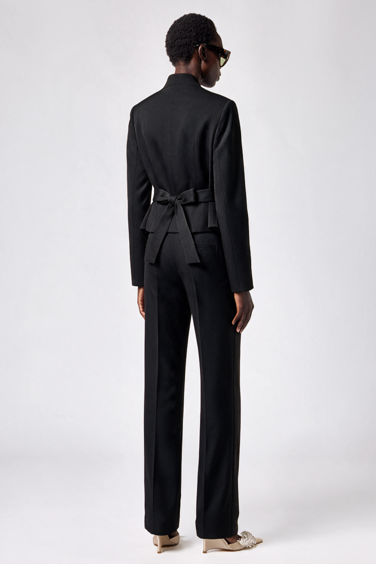 Ropalsa Büzgülü Düğmeli Blazer - Siyah
