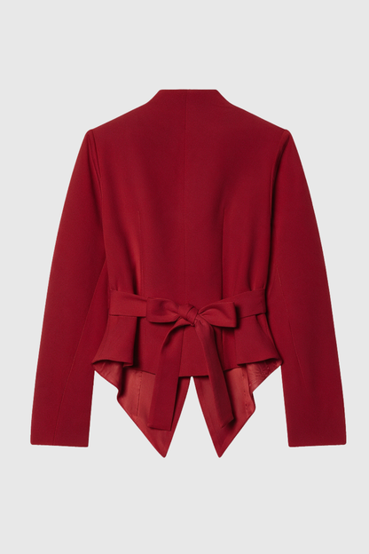 Ropalsa Büzgülü Düğmeli Blazer - Kırmızı