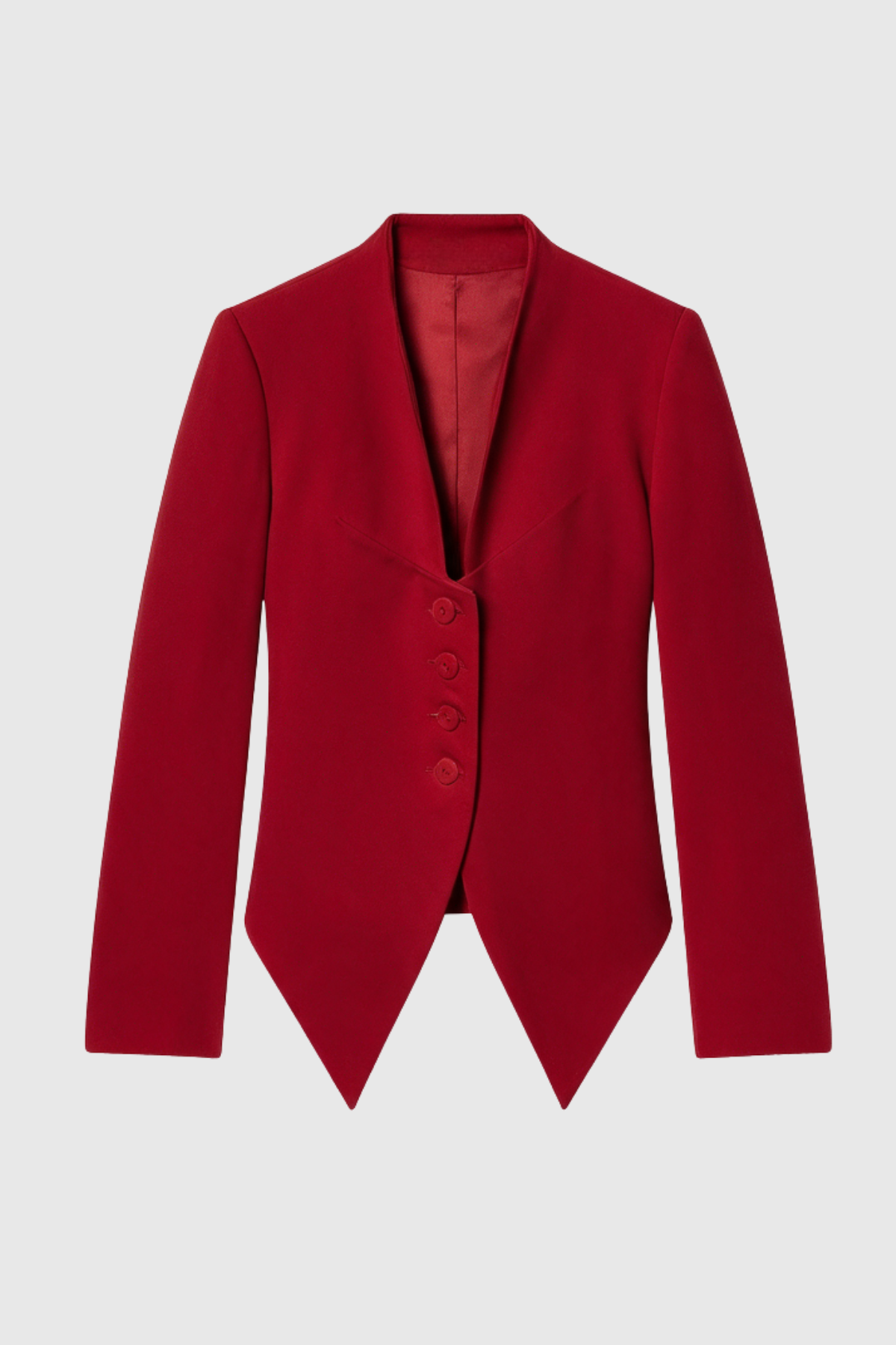 Ropalsa Büzgülü Düğmeli Blazer - Kırmızı