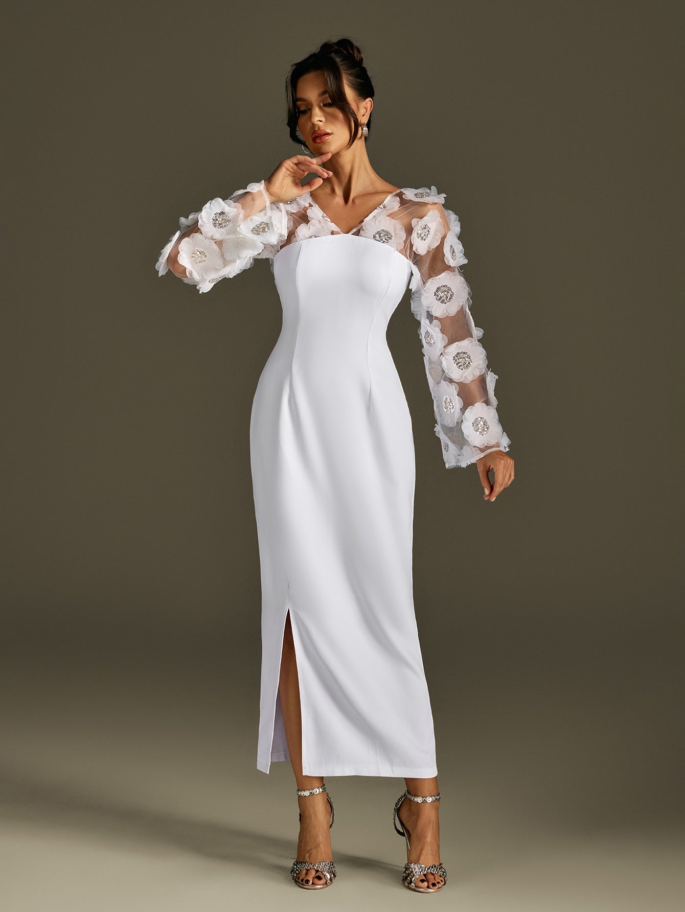 Rosaire Çiçek Payetli Maxi Elbise