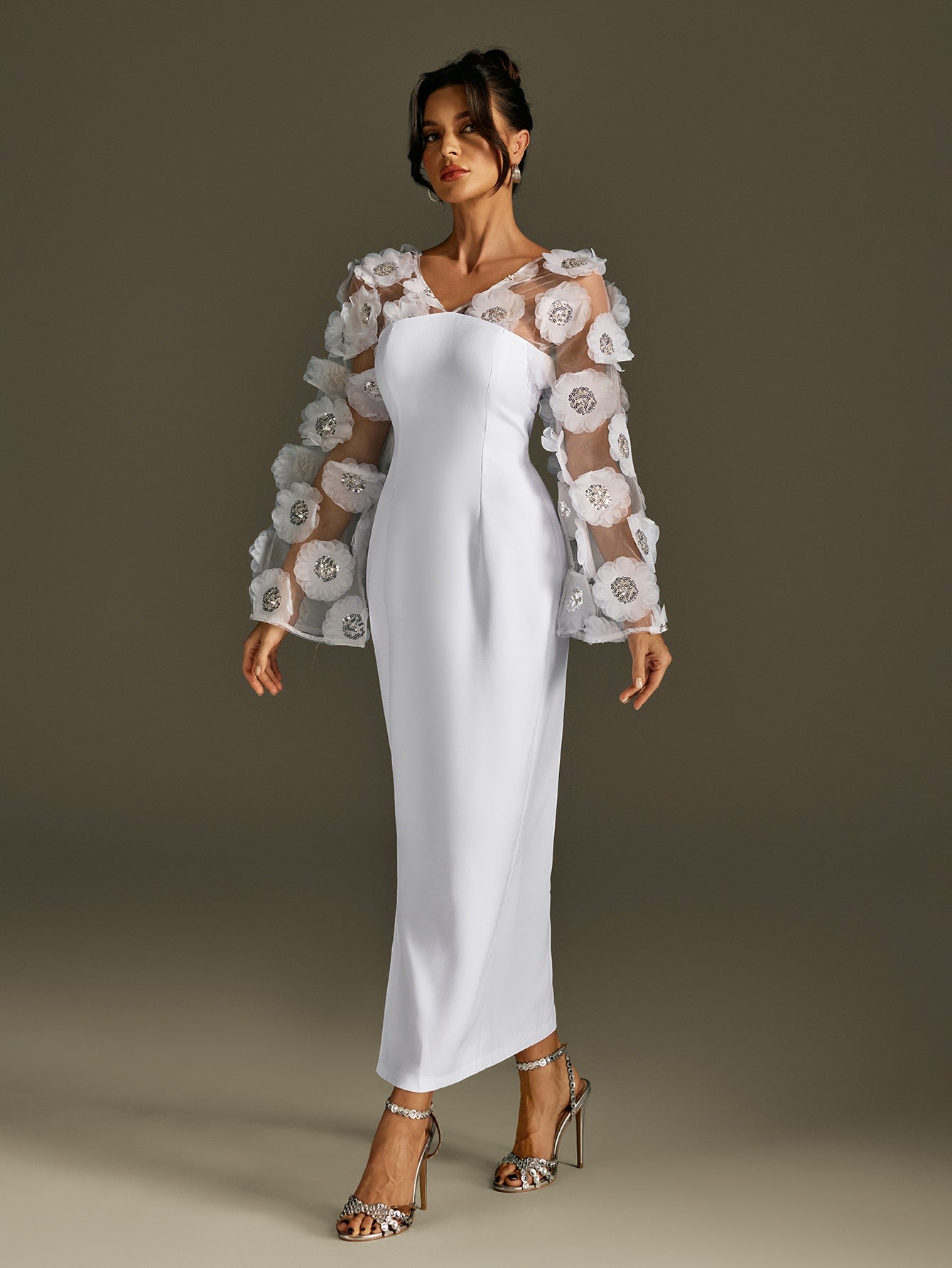 Rosaire Çiçek Payetli Maxi Elbise