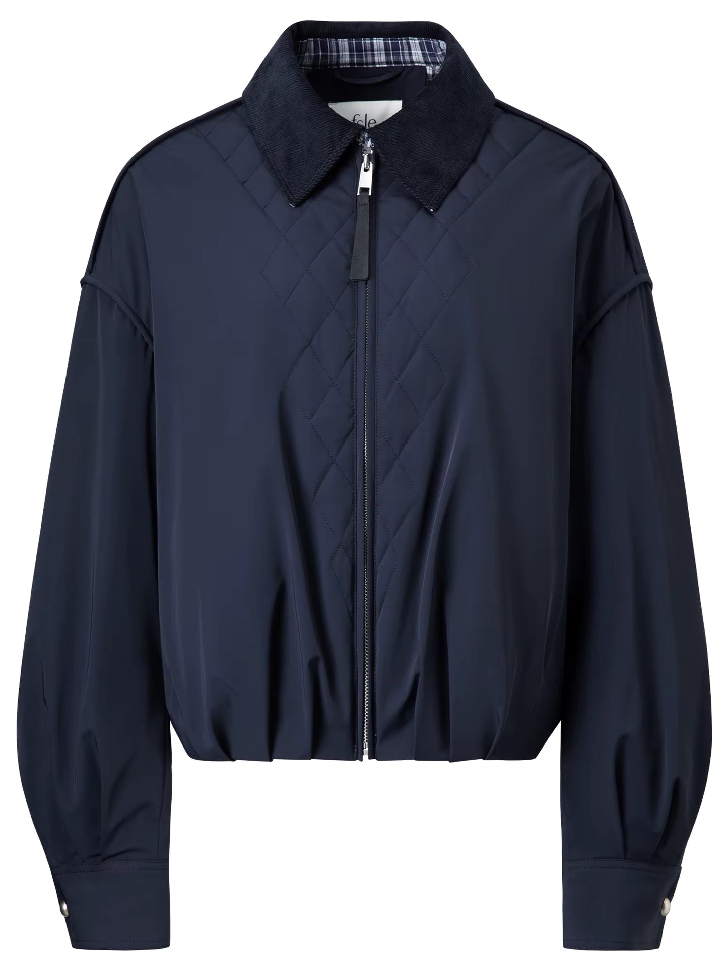 Ekose Panelli Kısa Mont