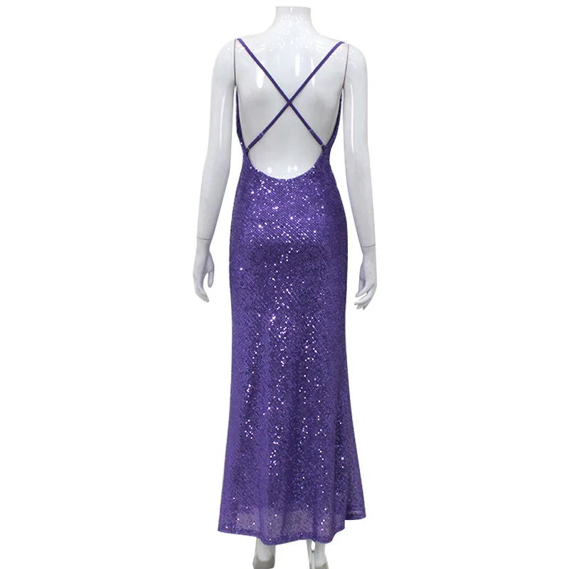 Amaranth Maxi Elbise - Mor