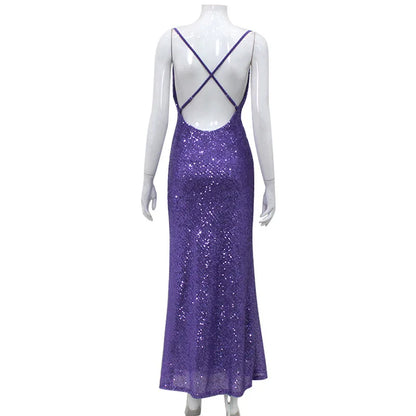 Amaranth Maxi Elbise - Mor