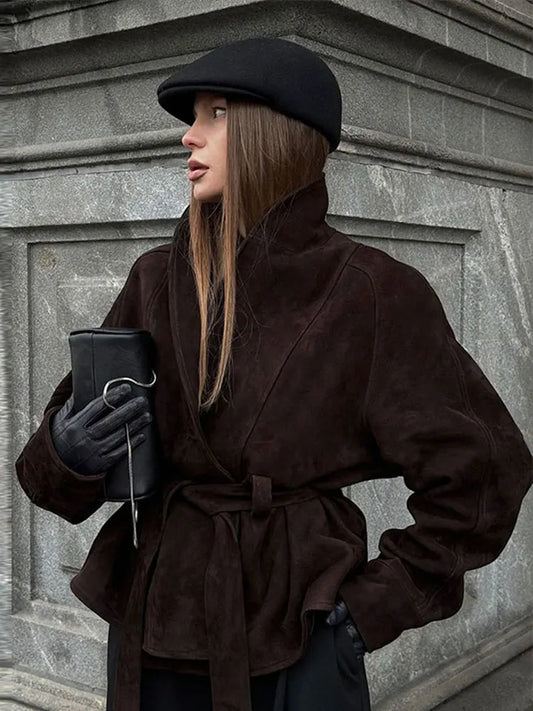 Winifred Kemerli Süet Görünümlü Kaban