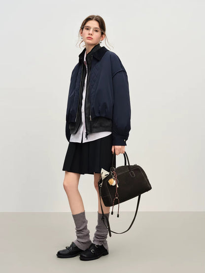 Ekose Panelli Kısa Mont