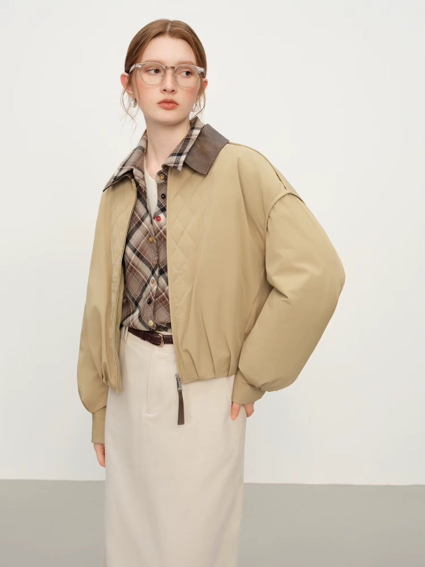 Ekose Panelli Kısa Mont