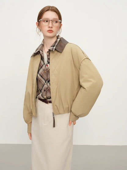 Ekose Panelli Kısa Mont