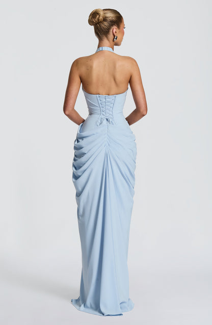 Minette Maxi Elbise - Buzul Mavisi
