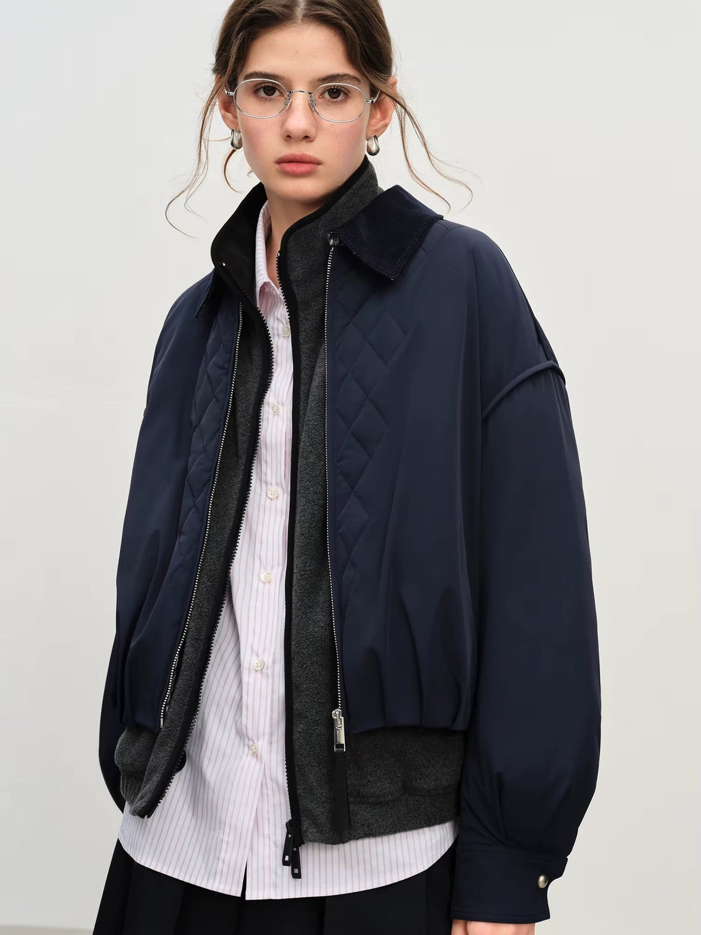 Ekose Panelli Kısa Mont