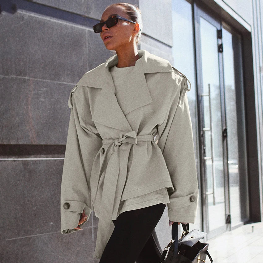 Kemer Detaylı Oversize Trençkot