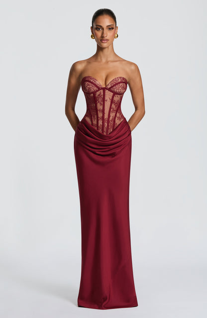 Kathleen Maxi Elbise - Bordo