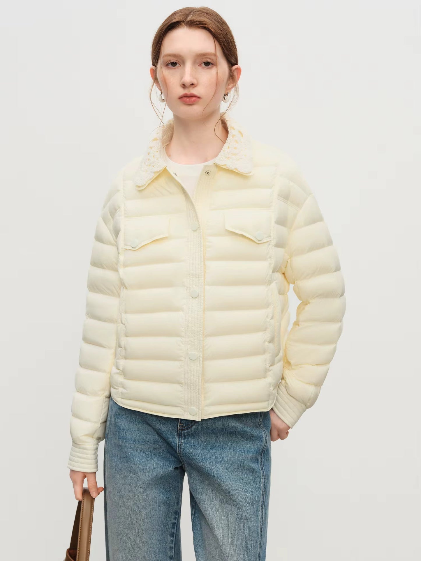 Damski sweter bawełniany z długim rękawem i dekoltem w serek, dopasowany do sylwetki