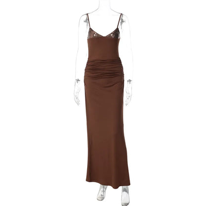 Solstice Maxi Elbise - Kahverengi