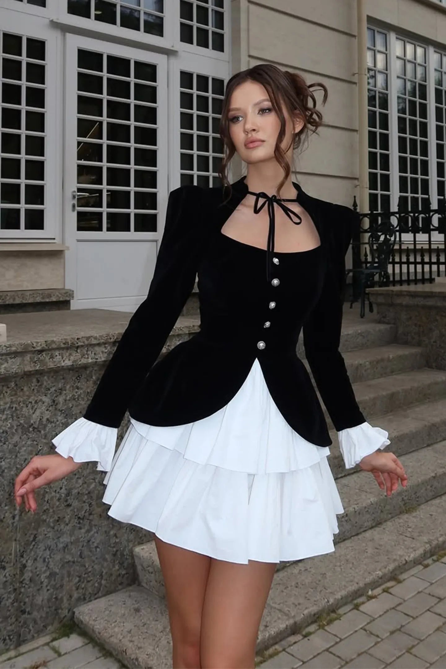 Amly Renk Bloklu Mini Elbise