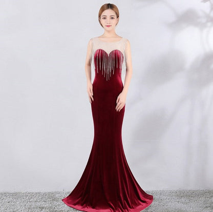 Stephanie Kadife Maxi Abiye Elbise