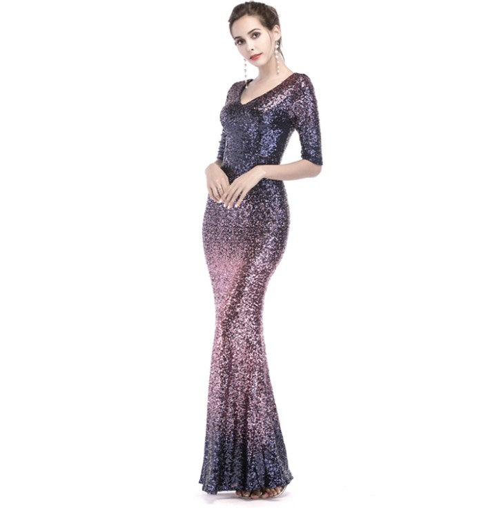 Göz Alıcı Ombre Maxi Abiye Elbise