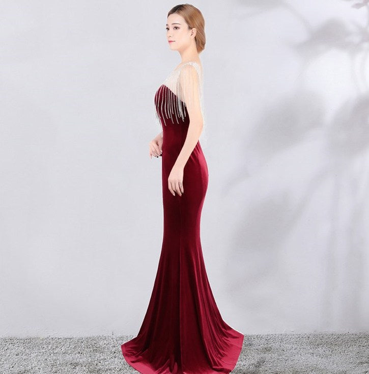 Stephanie Kadife Maxi Abiye Elbise