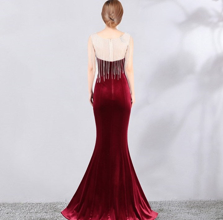Stephanie Kadife Maxi Abiye Elbise