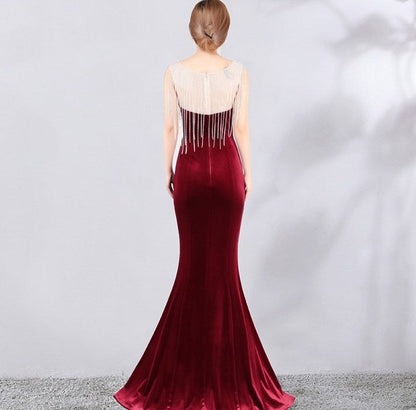 Stephanie Kadife Maxi Abiye Elbise