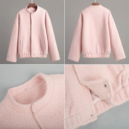 Viveka Oversize Pembe Peluş Mont