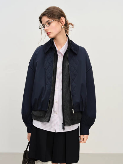 Ekose Panelli Kısa Mont