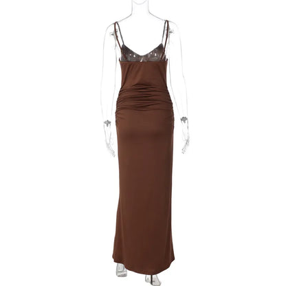 Solstice Maxi Elbise - Kahverengi