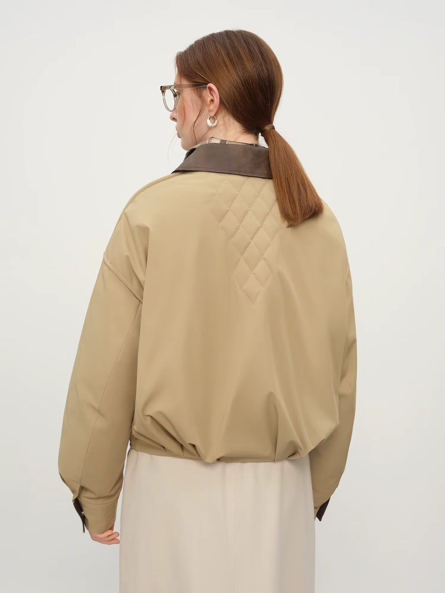 Ekose Panelli Kısa Mont