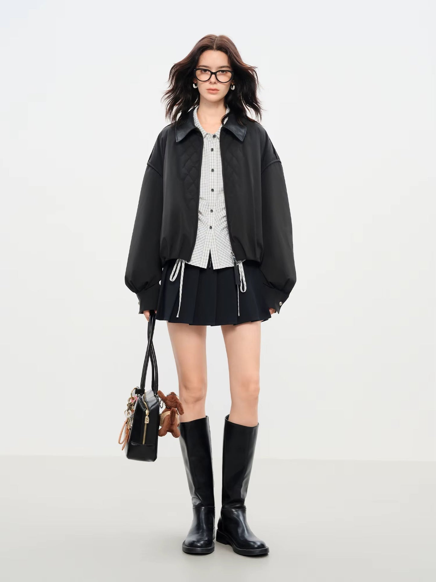 Ekose Panelli Kısa Mont