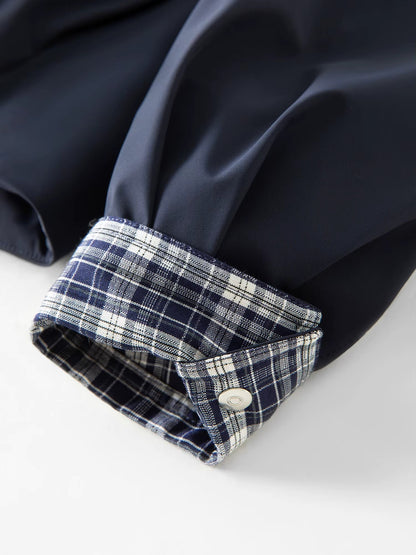 Ekose Panelli Kısa Mont