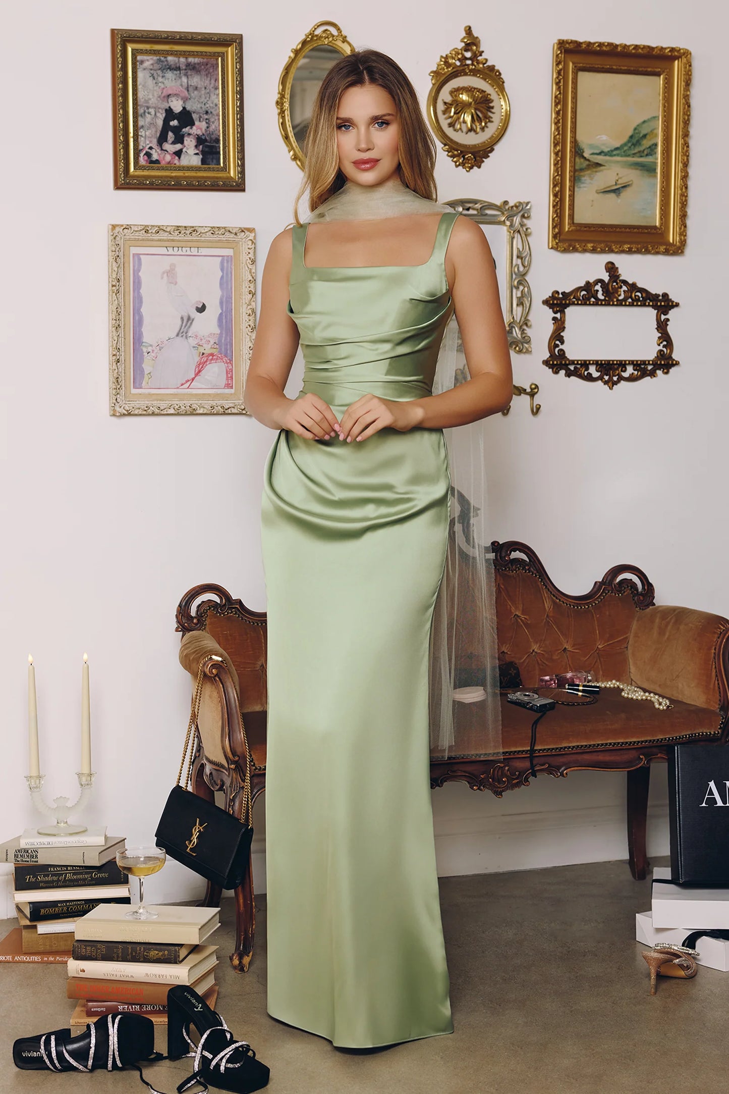 Calanthe Maxi Elbise -Açık Yeşil