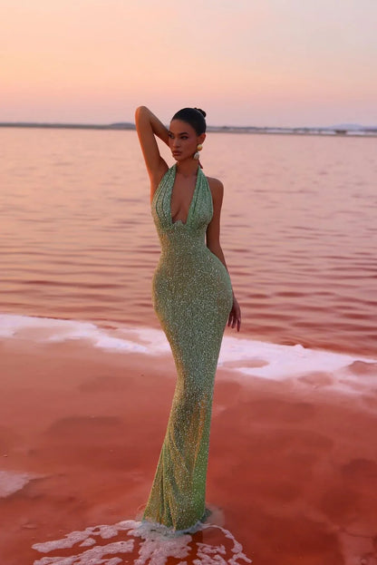 Isaline Maxi Elbise - Köpük Yeşili