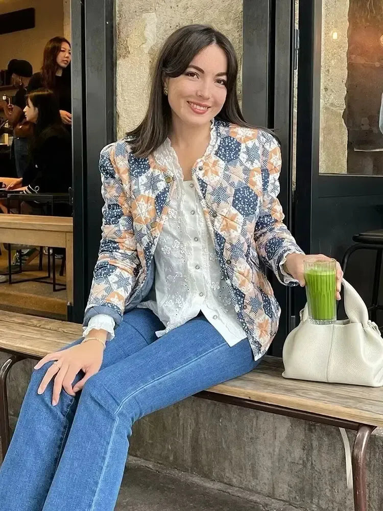 Mavi Çift Taraflı Kapitone Ceket
