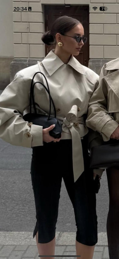 Krótki trencz Nerida Camel Suede
