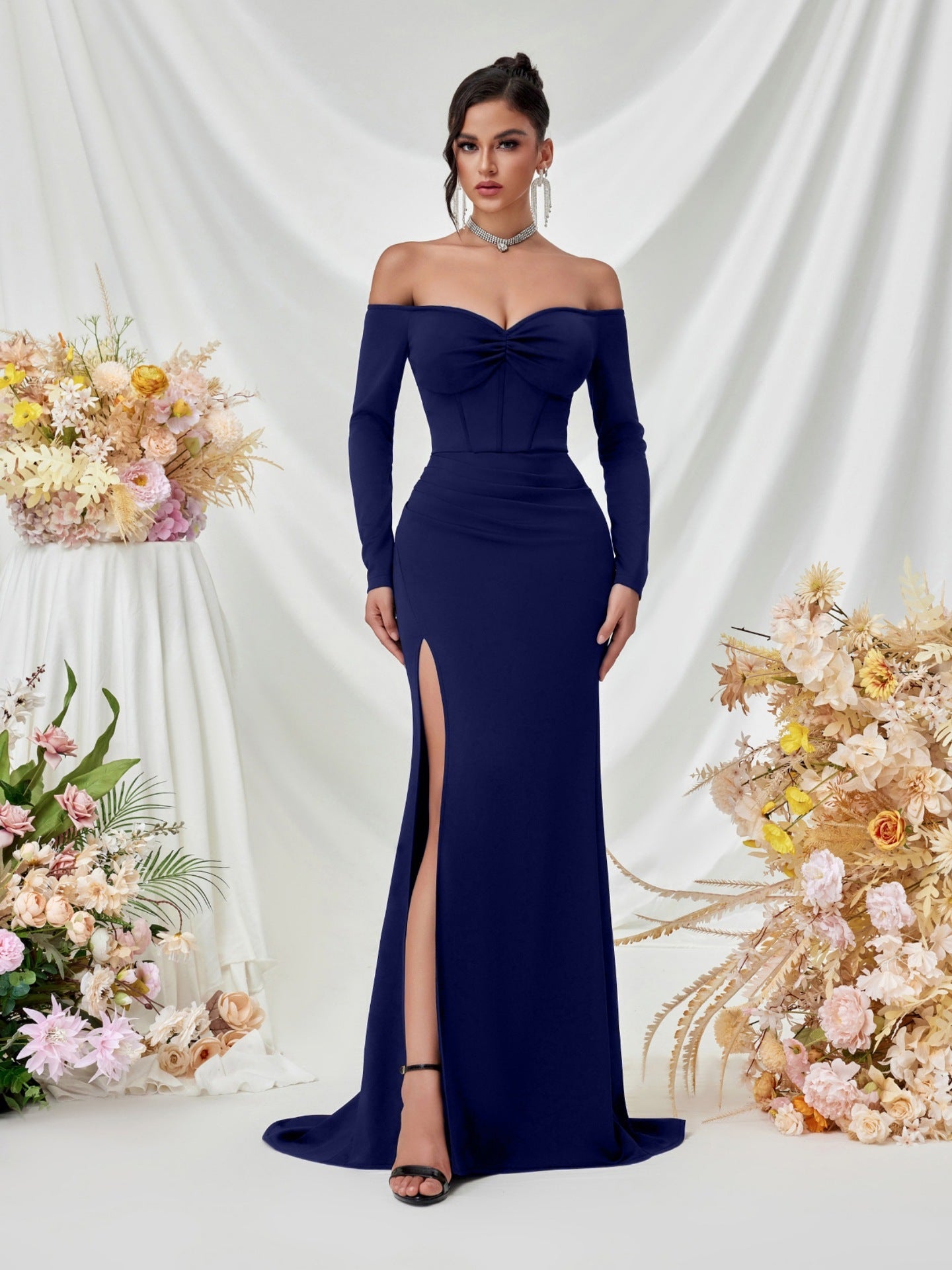 Melisande Omuzsuz Maxi Elbise