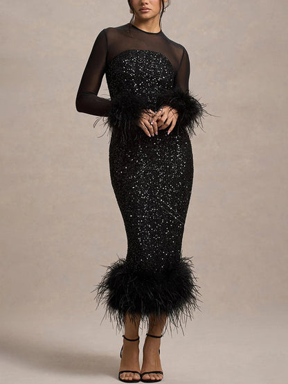 Sukienka Venus Black Feather Bodycon Midi
