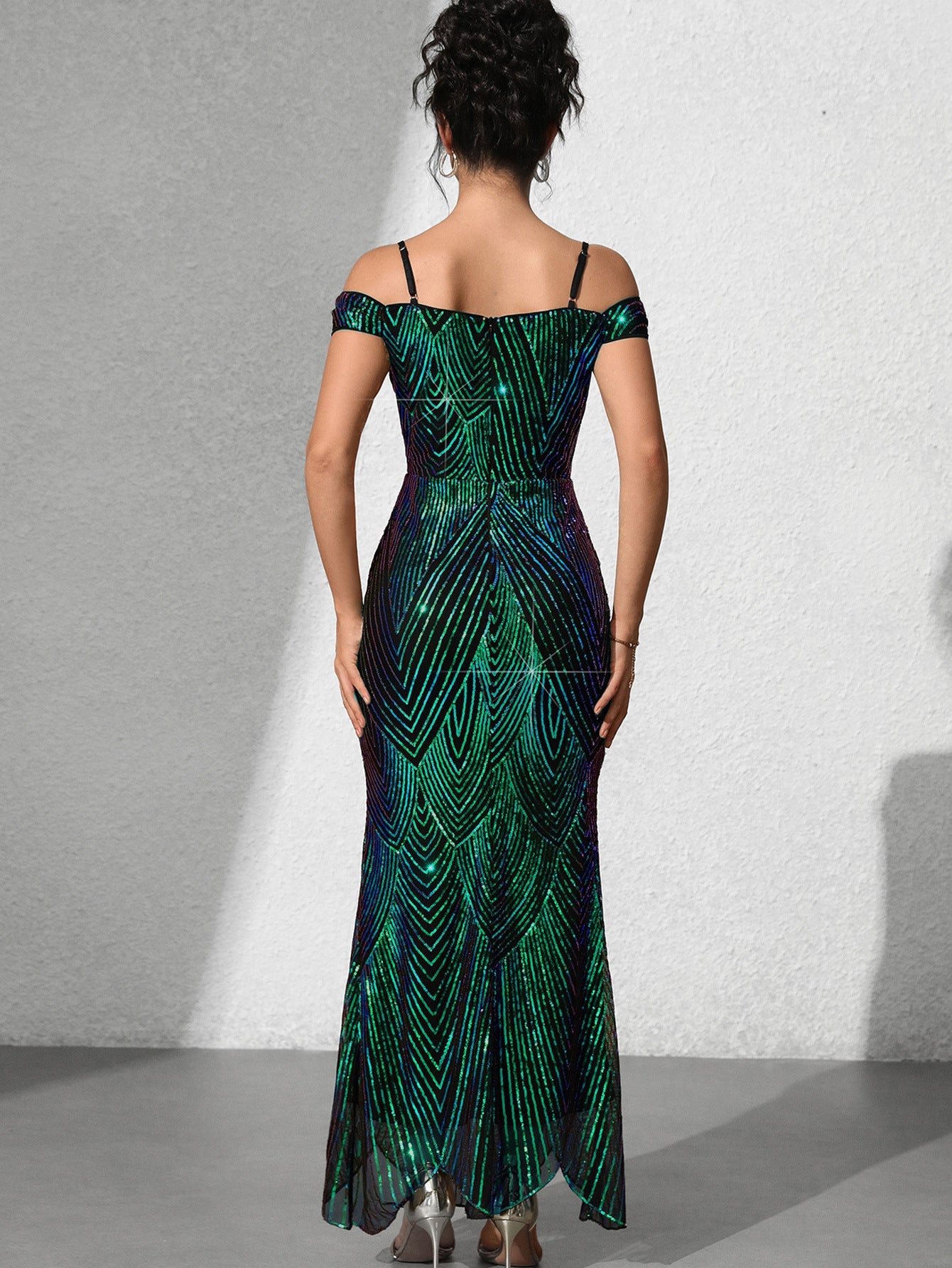 Dionne Sequin Omuzsuz Maxi Elbise