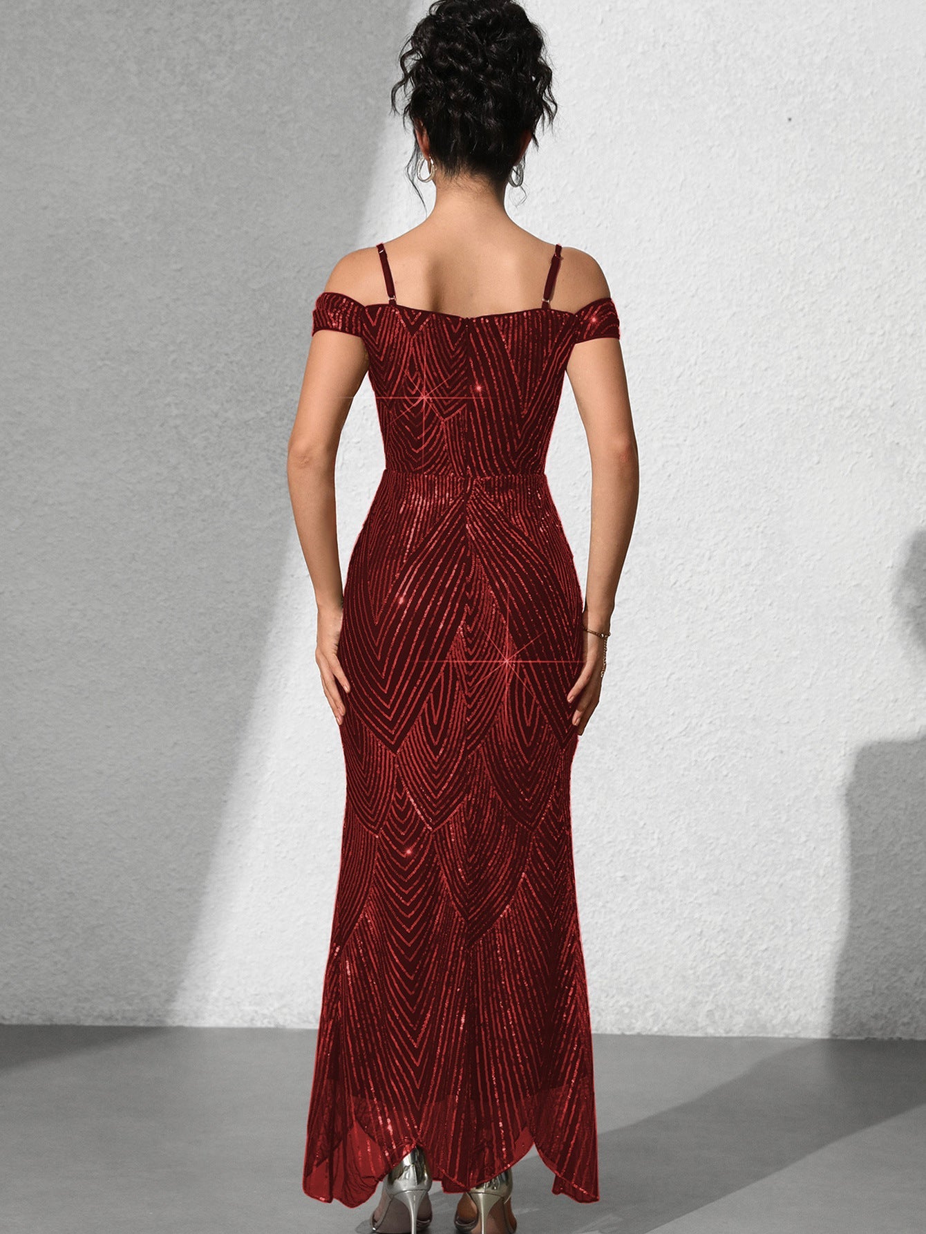 Dionne Sequin Omuzsuz Maxi Elbise